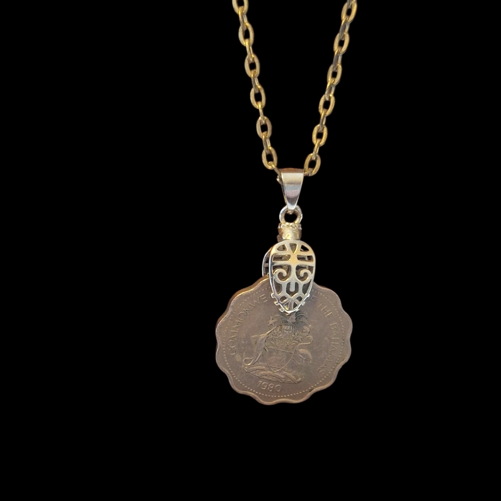 Gold Coin Pendant Necklace - Commonwealth Of The Bahamas 1980 - Picture 6 of 8